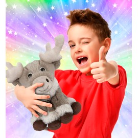 DolliBu Plush Reindeer Stuffed Animal - Soft Huggable Squat Reindeer, Adorable Playtime Deer Plush Toy, Cute Wild Life Cuddle Gifts for Kids and Adults - 8.5 Inch