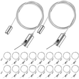 Teemyaa 20 Sets Hexagon Light Fixture Hanging System Kit, Ceiling Hanging Wire Cable Kit, 3.28ft Aquarium Light Suspension Cables, Adjustable Hinger for Honeycomb Pendant, Chandelier