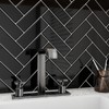 Livelynine 32-Tiles Renter Friendly Black Peel and Stick Backsplash Herringbone