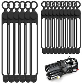 Organizador de cables de silicona para gestión de cables, 16 unidades de 4.5 y 7.1 pulgadas, organizador de cables reutilizables, accesorios electrónicos para el hogar, oficina, cocina, escuela, viajes (negro)