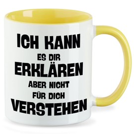 huuraa Coffee Cup Yellow 330 ml with Motif for Teachers and Teachers