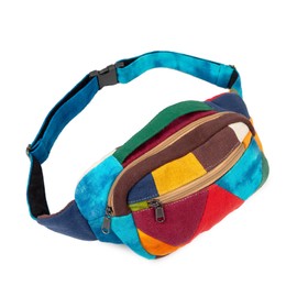 Freakmandu Eco-Friendly Boho Hippie Style Hemp Fanny Pack White Hip Waist Bag for Hiking Running Jogging