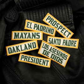 President Patch - Mayans Southern Cali M.C. - Front Vest Biker Gang Emblem - Embroidered Iron On - Size: 3.9 x 1.1 inches