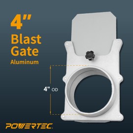POWERTEC 70135-P6V 4-Inch Aluminum Blast Gate for Dust Collector, Dust Collection Fittings, 6 PK