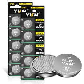 YKM CR2430 3 Volt Battery ECR2430 DL2430 2430 3V Lithium Battery for Alarm Clock Radio Car Remote Key Fob Watch Button Coin Battery 10 Pack ﻿