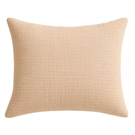 Wolkenfeld Premium Muslin Pillowcase 80 x 80 cm with Zip - Made of 100% Cotton - Soft, Breathable and Skin-Friendly - Oeko-Tex Certified Beige