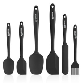 NileHome - Juego de espátulas de silicona, 6 piezas, utensilios de cocina de grado alimenticio con cepillo de silicona, espátula de goma resistente al