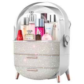 Teen Girls Gift Makeup Organizer,Skincare Organizer Jewelry Storage,Cosmetics Storage and Display Case,Make Up Holders and Organizers for Countertop,Bathroom Organizer (Pearl White)