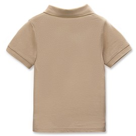 CUNYI Boys' Solid Color Cotton Pique Polo Uniform Shirts Short Sleeve, Khaki, 110