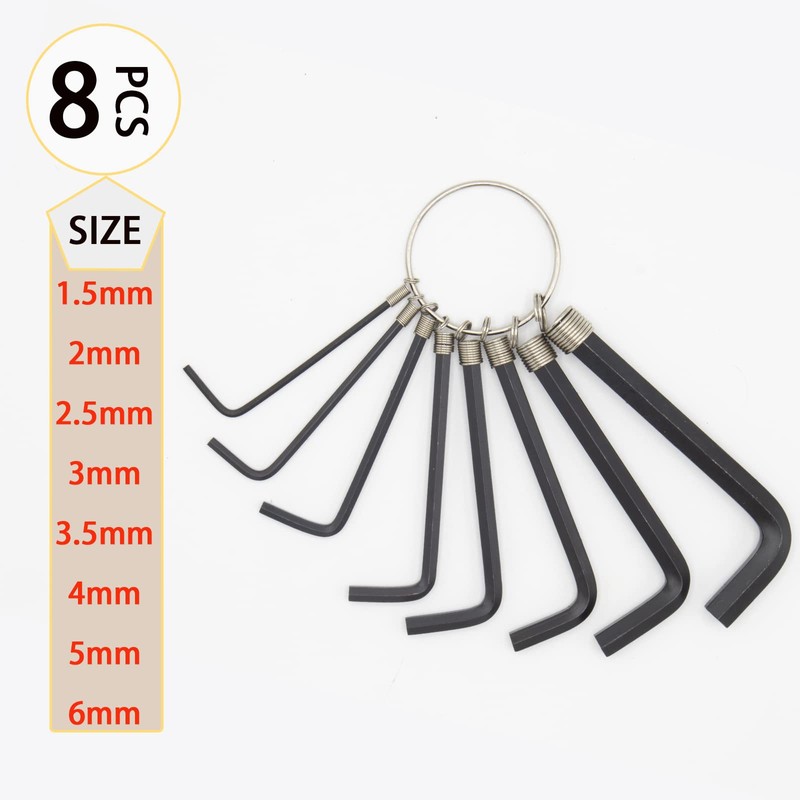 Cheerock 8-Pack Black L-Shape Hex Key Allen Wrench Set 1.5-6mm