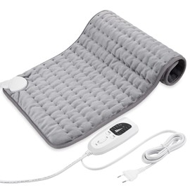 Heating Pad, Heat Pad with Automatic Shut-Off, Heat Cushion for Back, Neck, Shoulder, Stomach, Soft Flannel Surface, Silver Grey (30 x 60 cm)