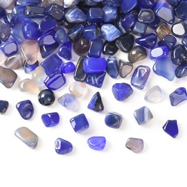 HUIANER 1LB Blue Agate Stone Assorted Tumbled Stones for Vase Filler Aquarium Decor Garden Decoration