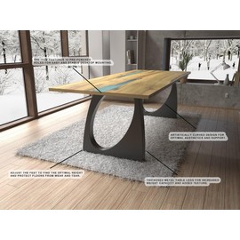 FUSHIAIPTC Table Legs 28 Inch, Heavy Duty Metal Desk Legs for Table, Thickened and Widened Dining Table Legs Set of 2, Black Modern Elliptical DIY Artistic Design Legs (28''x 28'')