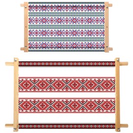 2 Pcs Adjustable Cross Stitch Scroll Frame Bamboo Beech Wood Tapestry Scroll Embroidery Frames for Stitching Quilt Frame Needlepoint Holder for Sewing Projects Craft, 21.5" x 12", 26" x 17.7"