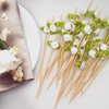 Minisland White Rose Flower Cocktail Picks, 4.7 Inch Long Bamboo