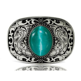 GURANSE Natural Gems Stone Belt Buckle With Acanthus Rectangle Frame Western Cowboy Style More Colors