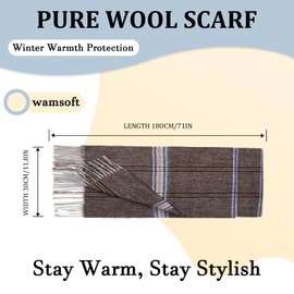 WAMSOFT Wool Winter scarf Plaid scarf Soft Warm Tartan checkered Striped Fashion Scarf Classic for Women Men Scarves