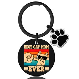 UIWIHHP Cat Mom Keychain Gifts for Women Cat Gifts for Cat Lovers Mama Cat Christmas Gifts Stocking Stuffers Birthday Mother’s Day Valentine's Day Cute Stuff Gifts Cat Themed Gifts