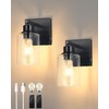 Rayogale Black Battery Operated Wall Sconce Set of 2, Dimmable