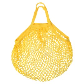 sourcing map Cotton Mesh Bag, 15x13.8 Reusable Washable Mesh Net String Grocery Bags Organizer for Fruits Vegetables Shopping Yellow