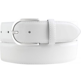 BELTINGER Patent Leather Belt 4 cm Shiny Women's Belt 40 mm Elegant Belt for Women Round Belt Buckle, White, silver