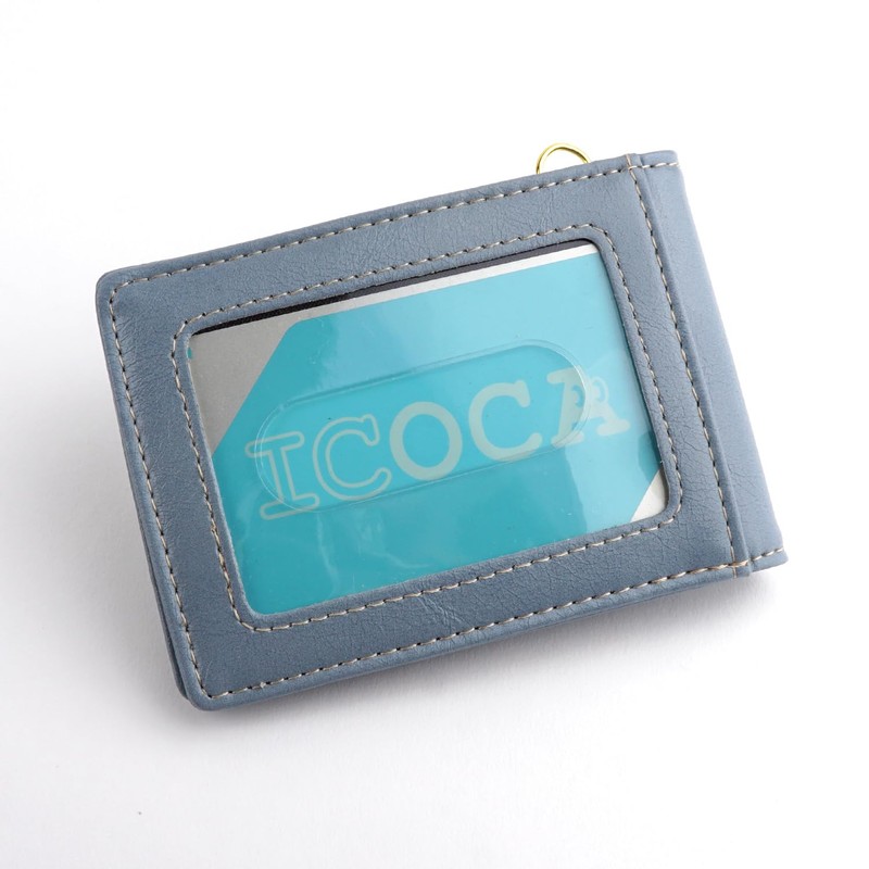 Emono Pass Case, Commuter Pass Case, 3 Sided, Bifold, blue