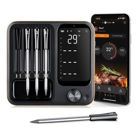 Pakinui Kabelloses Fleischthermometer 4er-Pack, Grillthermometer mit 600mAh Akku