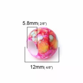 Beadsmith 100 pcs Acrylic Assortment of Colors Smooth Ball Spacer Beads – 12mm - Blotchy