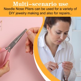 2 Pcs Pink High-Carbon Steel Forming Clamps, Needle Nose Pliers, Precision Craft Pliers for Jewelry Making/Model DIY, Non-Slip Handle & Portable Kit