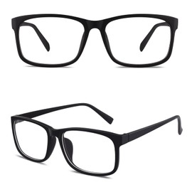 GQUEEN Fake Brille Ohne Stärke Damen Herren Nerdbrille Schwarz UV400