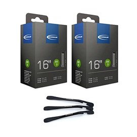 Schwalbe AV3 Bicycle Inner Tubes 16 Inch (47/62-305) Valve 40 mm Includes 3 MSZweirad Tyre Levers Set of 2