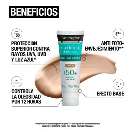 Neutrogena Sun fresh Protector Solar Facial Tono Medio Niacinamida FPS50, 40g - Producto Original de Alta Calidad, Entrega Rápida y Segura, Garantía I