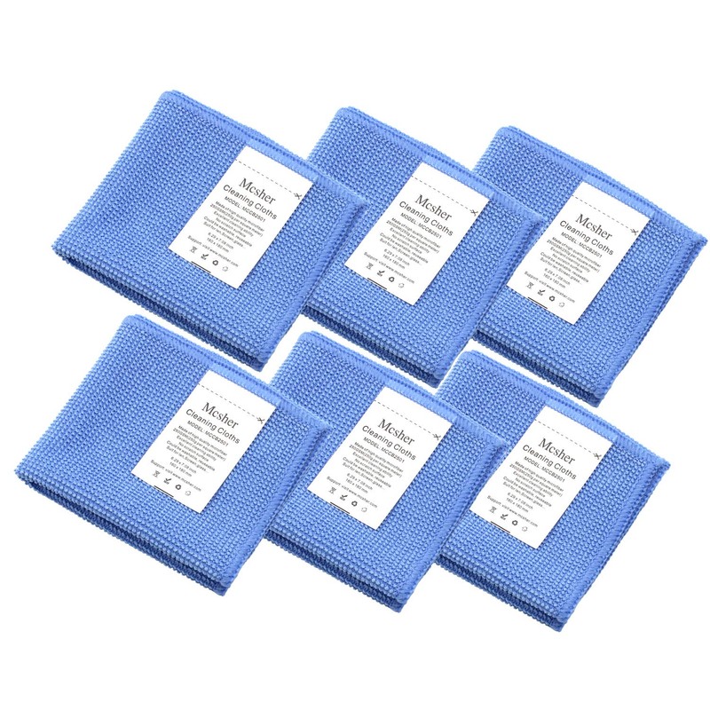 Mcsher Microfiber Cleaning Cloths - 6 Pcak, Blue, 6"x 7"