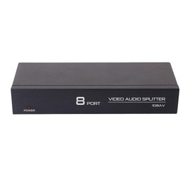 DTECH Powered 8 Way 3 RCA Splitter Box 1 in 8 Out Composite Video Audio Distribution Duplicator with Power Adapter Compatible with TV Projector Receiver Gaming Console Video Capture Card