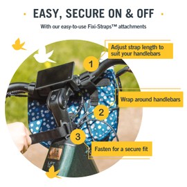 Po Campo Crescent Bicycle Basket – Bike Basket for Adults and Teens – Handlebar Bag for Cycling – Waterproof Fabric, Colorful, Front Handlebar Bike Bag for Women, Men, Kids (Meadow)