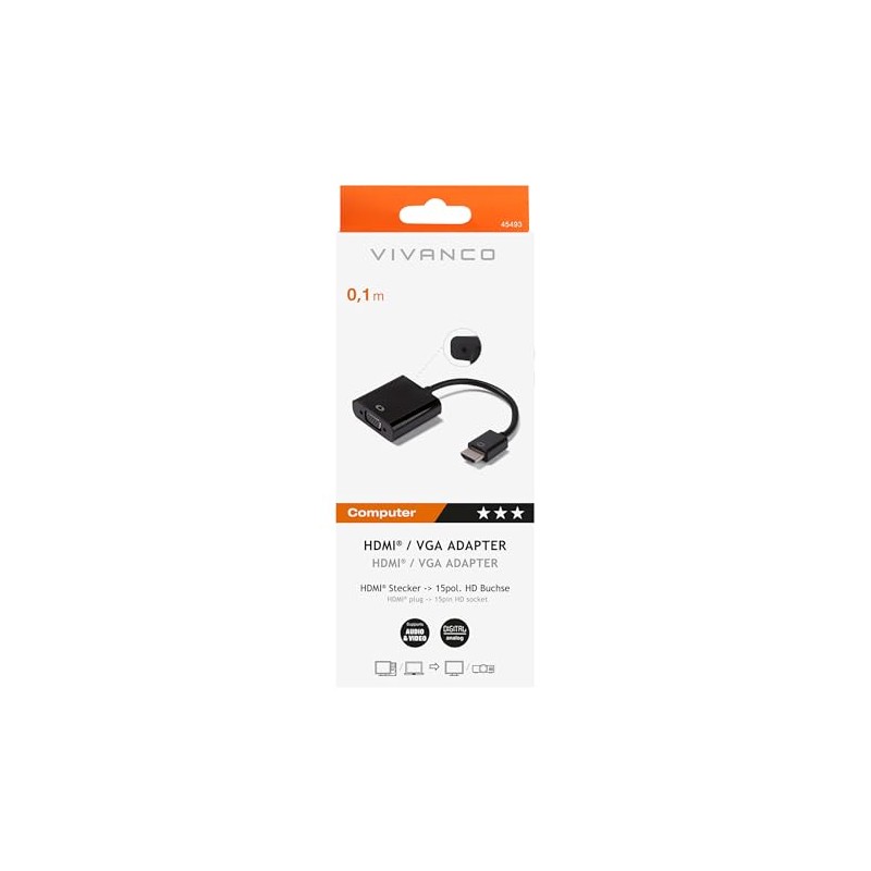 HDMI® VGA Adapter, HDMI® Male, VGA Female