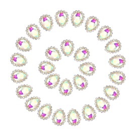 PATIKIL 0,4" Aufnäh-Rhinestones, 50 Stück Tropfenförmige Kristall-Rhinestones mit Metallflachrücken für Bastelarbeiten, Schuhe, Kleidung, Ohrringe, Gürtel, Nähdekoration, AB-Farbe