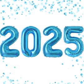 Jumbo 2025 Balloons Number 2025 Balloons 2025 Number Foil Balloons Graduation Balloons 2025 Durable Reusable Easy to Inflate for New Year Graduation Birthday&Anniversary Parties(Blue, 40 Inch)