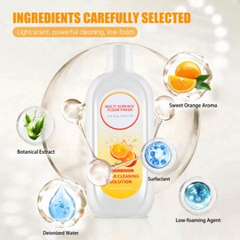 NXPPYY Floor Cleaning Solution Compatible with Tineco iFLOOR Series, All Robot Vacuums & Wireless Wet-Dry Mops, 4 Bottle Floor Cleaner Refill, Orange Scent