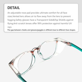 LeonDesigns Safety Glasses Anti-Fog Goggles Z87.1 Blue Light Blocking Anti-Dust UV Protection Glasses For Men Women (Tortoise/Green)