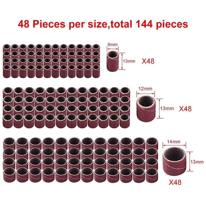 ANBOWEI 150pcs Sanding Sleeves Set, Including 144pcs Sanding Belt Sleeves