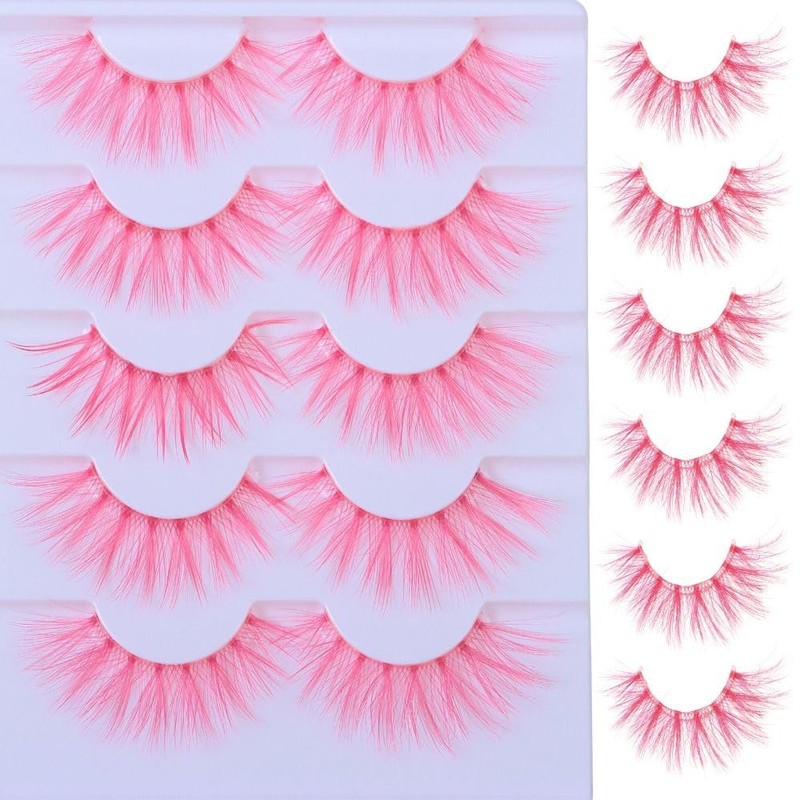 5 Pairs White False Eyelashes, Cosplay Eyelashes, 3D Multilayer Anime