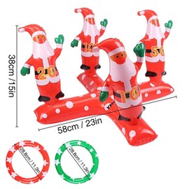 Aisszhao Christmas Party Toss Game with 4 Rings,Inflatable Santa Throwing Rings Xmas Fun Games for Kids Adults Family Indoor Outdoor Garden Game (Santa)