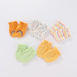Ecojoy Newborn Baby Elastic Scratch Mitten 5 Pieces Tiny Baby Boy and Girl Gloves Scratch Mits 0-6 Months Rainbow, rainbow