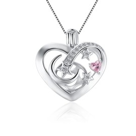 LGSY 925 Sterling Silver CZ Star Moon Heart Cage Pendants Crafting Charm for DIY Necklace Bracelet Jewelry Making