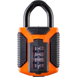 Squire Heavy Duty Padlock (CP50) - Toughest Steel Shackle - 4 Wheel Combination Padlock - Alloy Steel for Corrosion Resistance - Weatherproof Lock for Home, School & Garage (Orange, 50mm)