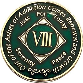 8 Year NA Green Medallion - Clean, Recovery, Chip, Coin, Token