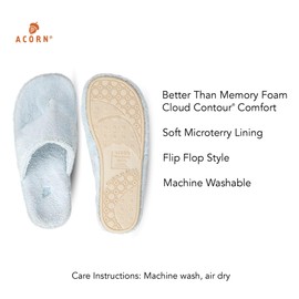 Acorn Women's Spa Thong Slippers with Cloud Contour Comfort - Arch Support and Plush Fluffy Terry Lining, Perfect for Beach, Camping, Poolside, or Bathroom Wear, Powder Blue, 11 - 12