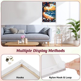 DOMROM Paint by Numbers Kit for Adults with Wooden Frame, Colorful Flowers Easy Acrylic Paint by Number, DIY Sea Waves Oil Painting Kit with Framed Canvas Arts and Crafts for Gift Home Decor 20X30cm