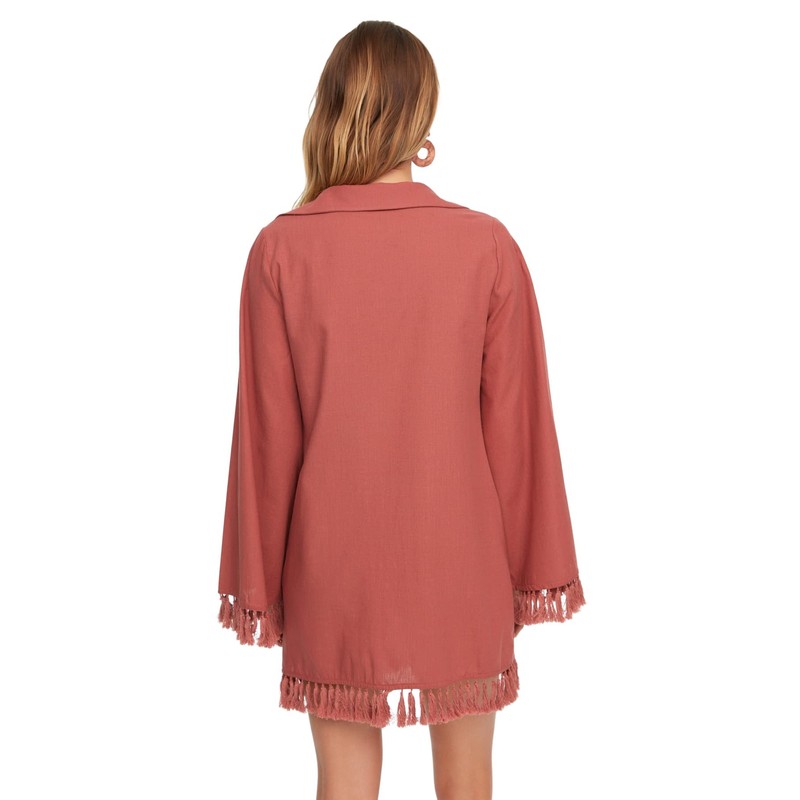 Trendyol Women Relaxed Double-Breasted Shirt Collar Woven Kimonos & Kaftans